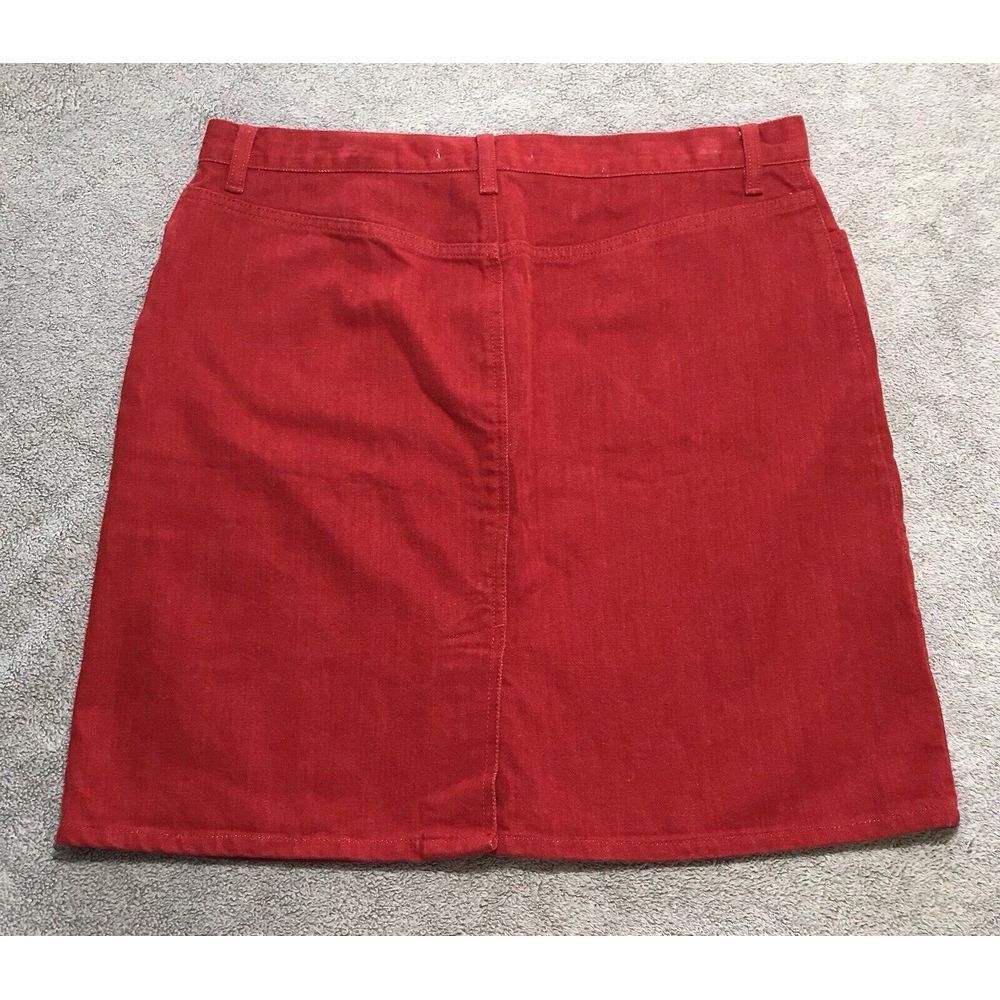 Vintage‎ Tommy Hilfiger Red Jean Skirt Women's Faux Suede 36" Waist Size 16 - Picture 10 of 14